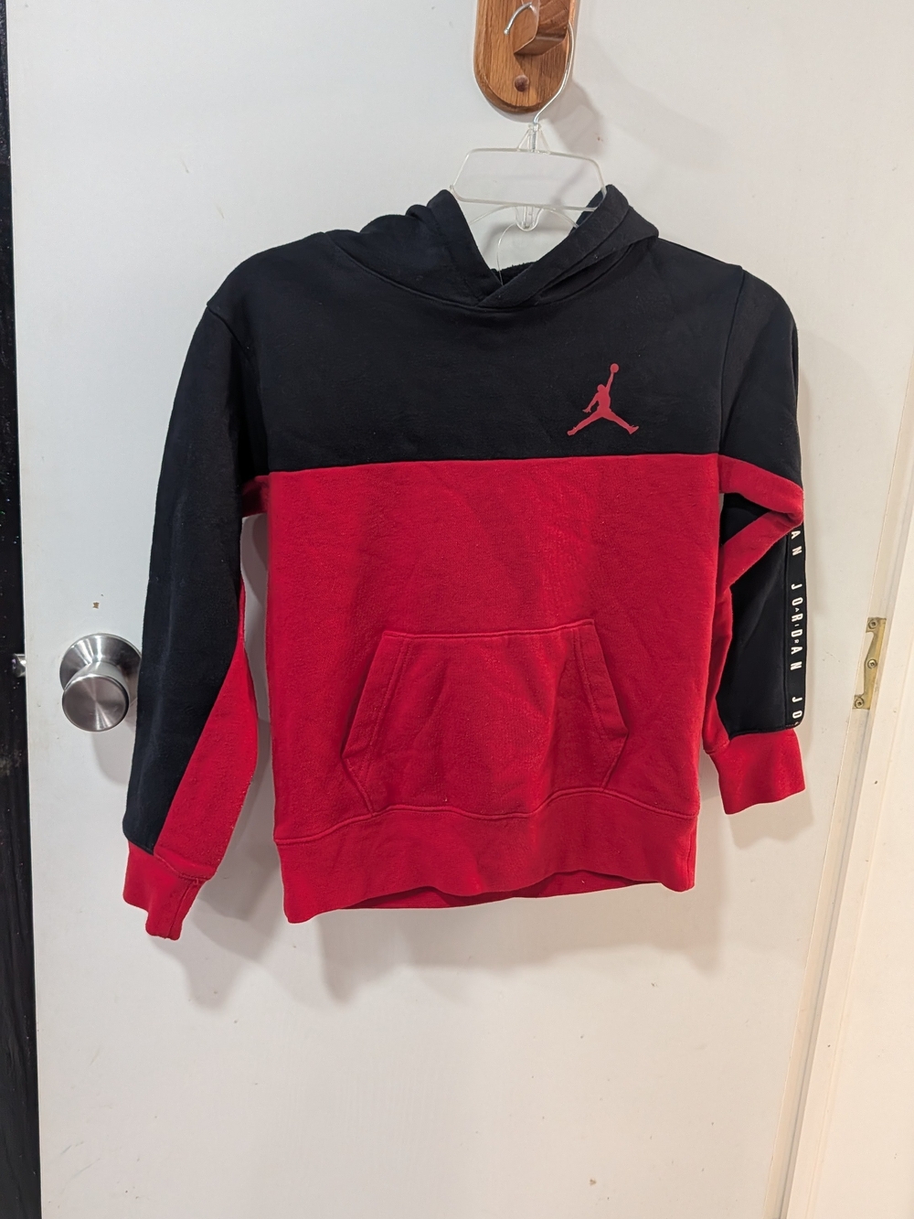 Jordan Red and Black Colorblock Kids Hoodie